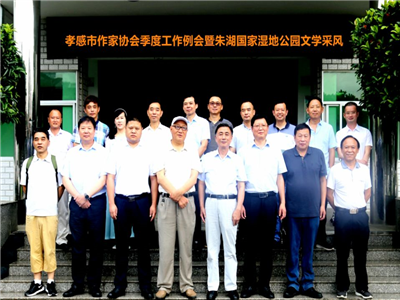 孝感市作家协会季度工作例会暨文学创作基地授牌、采风活动在朱湖举行